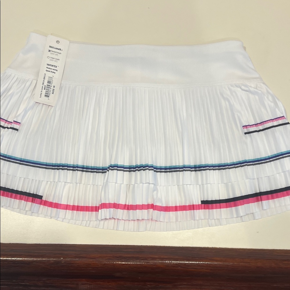 NWT Lucky in love White Mini Skirt with Pink and Blue Stripes